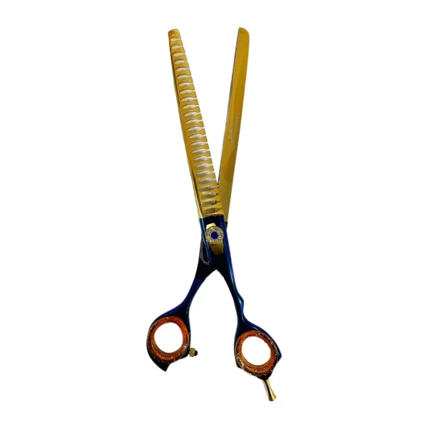 Kit c/ 4 tesouras Forpets  8'' Ouro/Azul C/ Cinto - Imagem 3