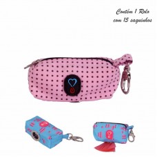 CATA CACA BOLSINHA CHOCOLATE AZUL/ROSA